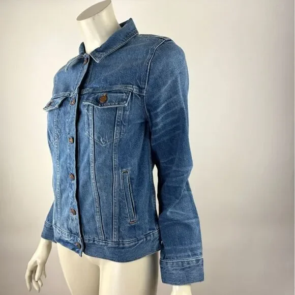 Madewell Classic Denim Jean Jacket Women M NWT Cotton Pockets Long Sleeve Blue‎
